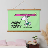 Erdnüsse | Snoopy zum Surfen Wandteppich Mit Holzrahmen (Schlafzimmer)