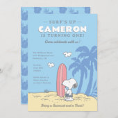 Erdnüsse | Surf's Up Snoopy Sommer Geburtstag Einladung (Vorne/Hinten)