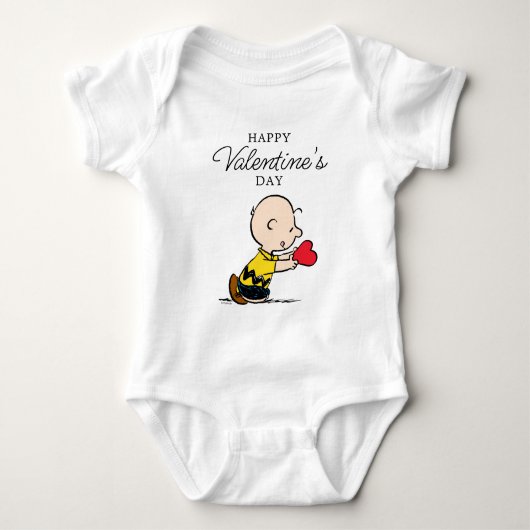 Erdnüsse | Valentinstag Charlie Brown Red Heart Baby Strampler (Vorderseite)