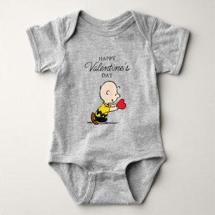 Erdnüsse   Valentinstag Charlie Brown Red Heart Baby Strampler