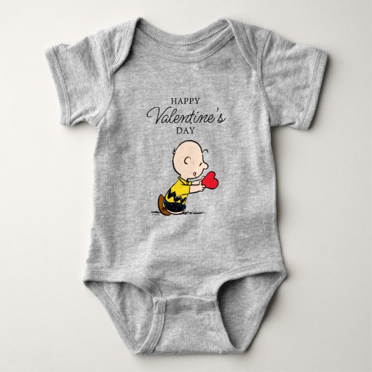 Erdnüsse | Valentinstag Charlie Brown Red Heart Baby Strampler (Vorderseite)