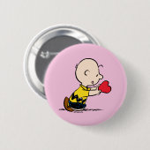 Erdnüsse | Valentinstag Charlie Brown Red Heart Button (Vorne & Hinten)