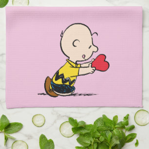Erdnüsse   Valentinstag Charlie Brown Red Heart Geschirrtuch