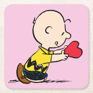 Erdnüsse   Valentinstag Charlie Brown Red Heart Rechteckiger Pappuntersetzer