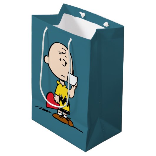 Erdnüsse | Valentinstag Charlie Brown Valentine Mittlere Geschenktüte (Vorderseite Schrägansicht)