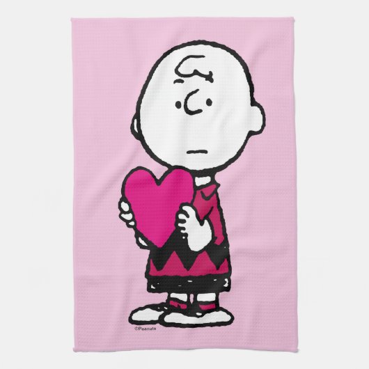 Erdnüsse | Valentinstag | Herz Charlie Brown Geschirrtuch (Vertikal)