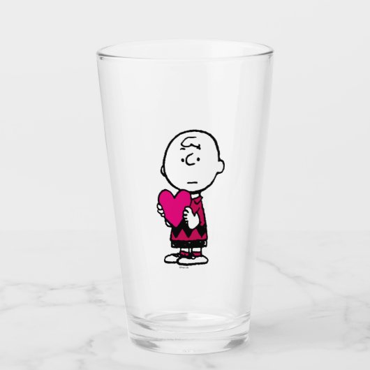 Erdnüsse | Valentinstag | Herz Charlie Brown Glas (Vorderseite)