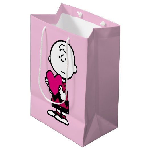 Erdnüsse | Valentinstag | Herz Charlie Brown Mittlere Geschenktüte (Vorderseite Schrägansicht)