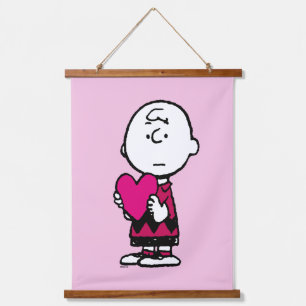 Erdnüsse   Valentinstag   Herz Charlie Brown Wandteppich Mit Holzrahmen
