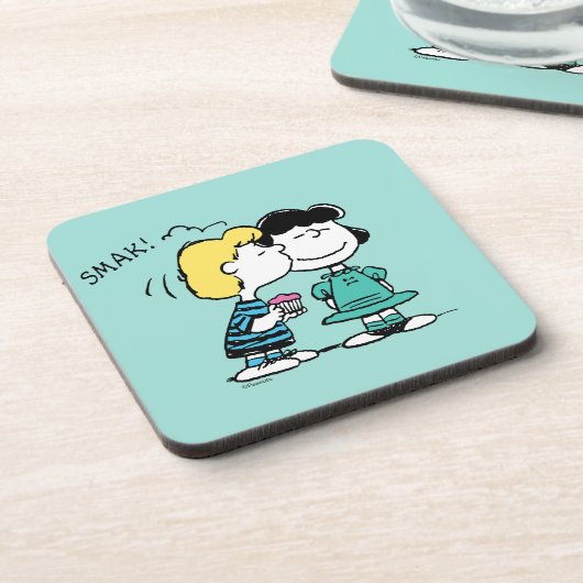 Erdnüsse | Valentinstag | Lucy & Schroeder Kiss Getränkeuntersetzer (Linke Seite)