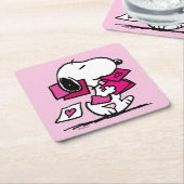 Erdnüsse | Valentinstag | Snoopie mit Valentinen Rechteckiger Pappuntersetzer (angewinkelt)