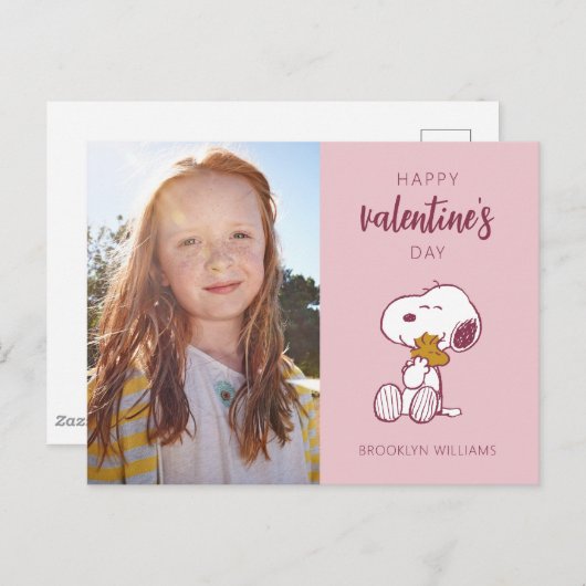 Erdnüsse | Valentinstag | Snoopy Heart Hug Postkarte (Vorne/Hinten)