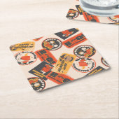 Erdnüsse | Vintage-Button Frohes Halloween-Muster Rechteckiger Pappuntersetzer (angewinkelt)