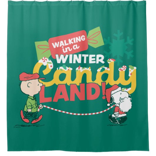 Erdnüsse | Wandern in einem winterlichen, feinen L Duschvorhang (Vorderseite)