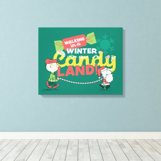 Erdnüsse | Wandern in einem winterlichen, feinen L Leinwanddruck (Insitu (Holzboden))