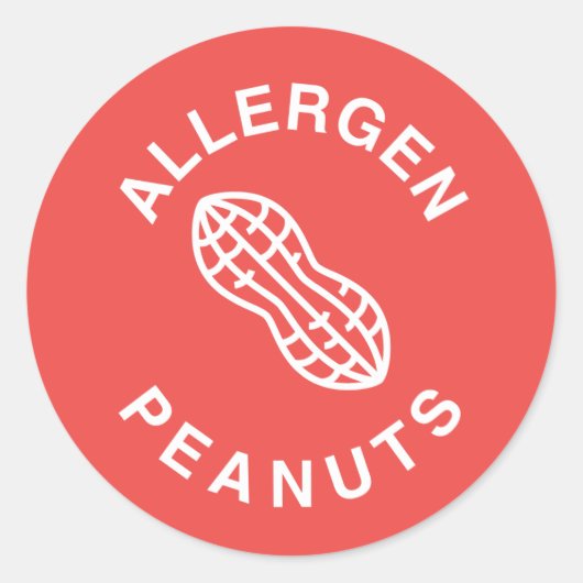 Erdnüsse - Warnschild für Lebensmittelallergien Runder Aufkleber (Vorderseite)