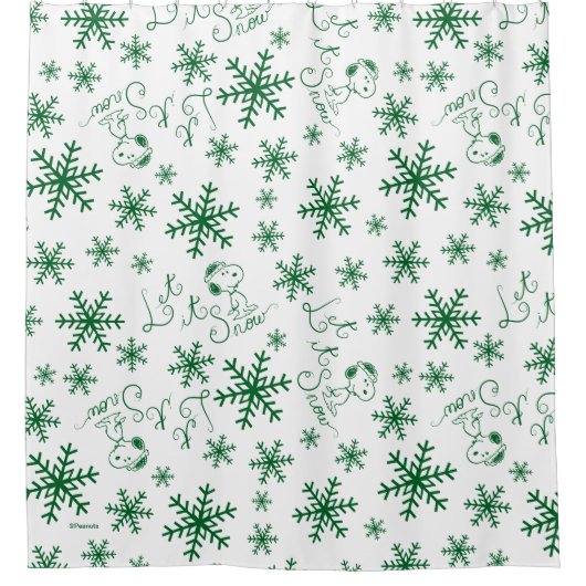 Erdnüsse | Weihnachts-Snoopy Let It Snow Pattern Duschvorhang (Vorderseite)