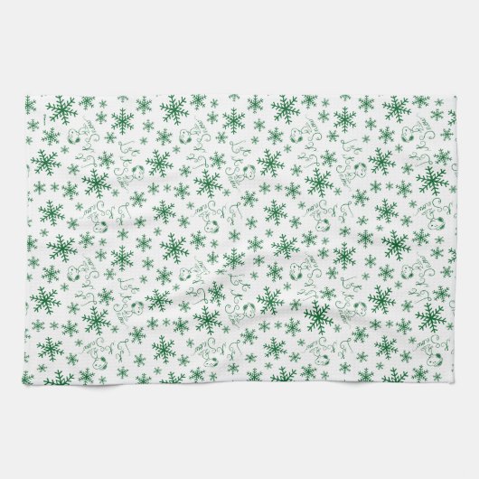 Erdnüsse | Weihnachts-Snoopy Let It Snow Pattern Geschirrtuch (Horizontal)