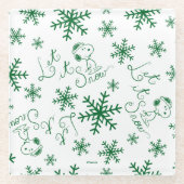 Erdnüsse | Weihnachts-Snoopy Let It Snow Pattern Glasuntersetzer (Vorderseite)