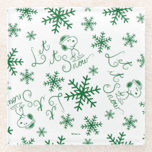 Erdnüsse   Weihnachts-Snoopy Let It Snow Pattern Glasuntersetzer