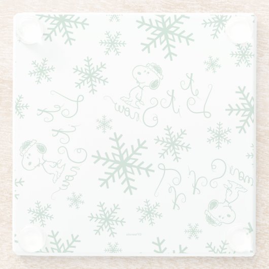 Erdnüsse | Weihnachts-Snoopy Let It Snow Pattern Glasuntersetzer (Rückseite)