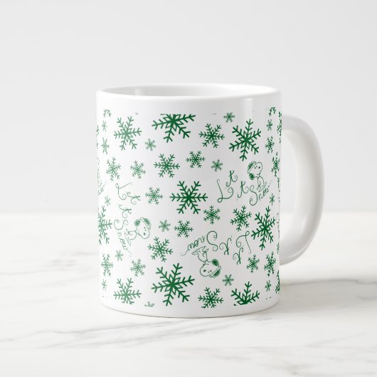 Erdnüsse | Weihnachts-Snoopy Let It Snow Pattern Jumbo-Tasse (Vorderseite Rechts)