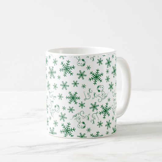 Erdnüsse | Weihnachts-Snoopy Let It Snow Pattern Kaffeetasse (VorderseiteRechts)