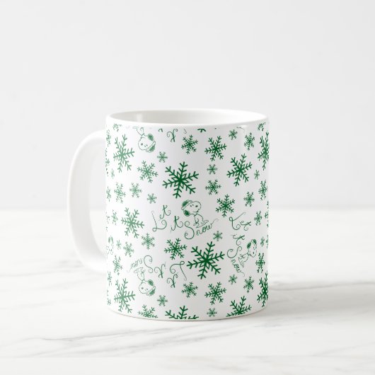 Erdnüsse | Weihnachts-Snoopy Let It Snow Pattern Kaffeetasse (Vorderseite Links)