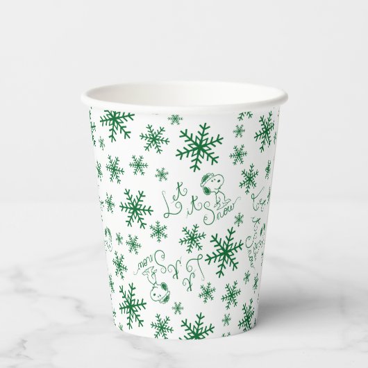 Erdnüsse | Weihnachts-Snoopy Let It Snow Pattern Pappbecher (Rückseite)