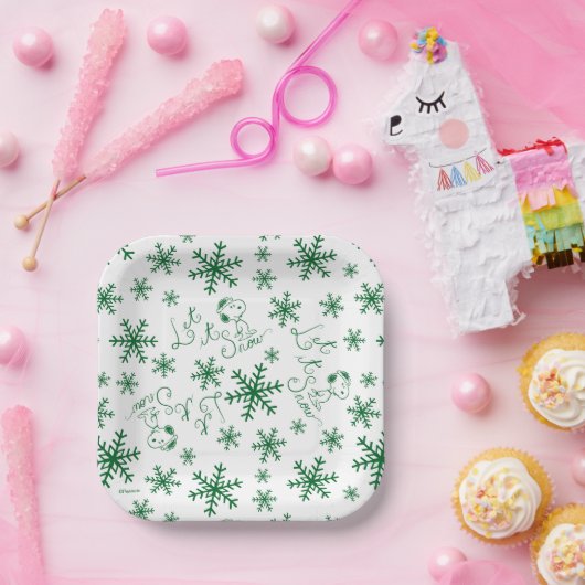 Erdnüsse | Weihnachts-Snoopy Let It Snow Pattern Pappteller (Party)