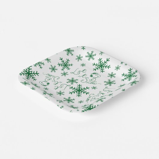 Erdnüsse | Weihnachts-Snoopy Let It Snow Pattern Pappteller (Gewinkelt)