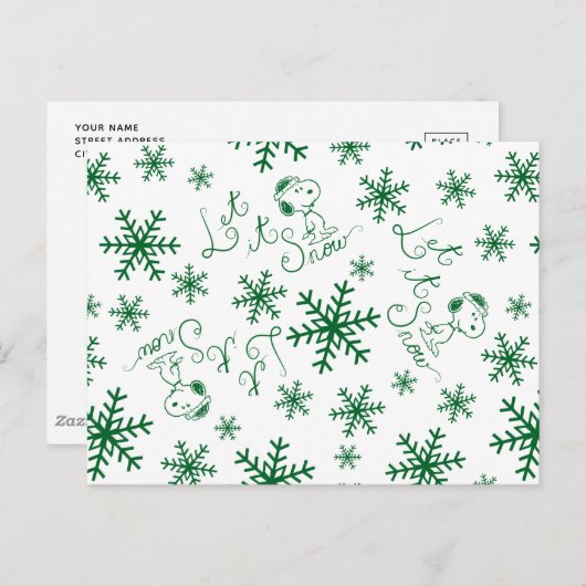 Erdnüsse | Weihnachts-Snoopy Let It Snow Pattern Postkarte (Vorne/Hinten)
