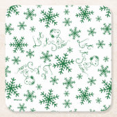Erdnüsse | Weihnachts-Snoopy Let It Snow Pattern Rechteckiger Pappuntersetzer (Vorderseite)