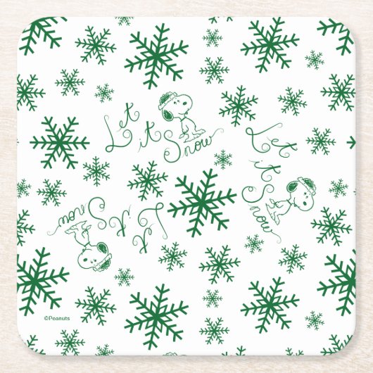 Erdnüsse | Weihnachts-Snoopy Let It Snow Pattern Rechteckiger Pappuntersetzer (Vorderseite)