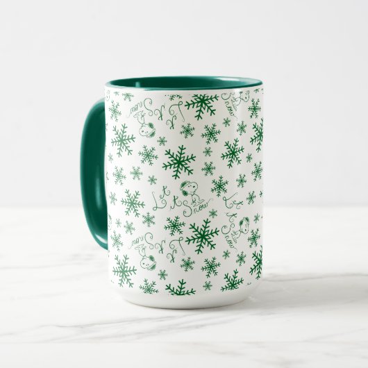 Erdnüsse | Weihnachts-Snoopy Let It Snow Pattern Tasse (Vorderseite Links)