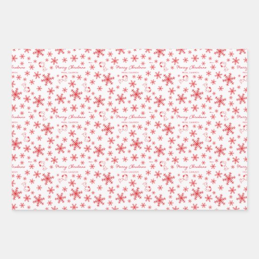 Erdnüsse | Weihnachts-Snoopy Let It Snow Red Patte Geschenkpapier Set (Vorderseite)