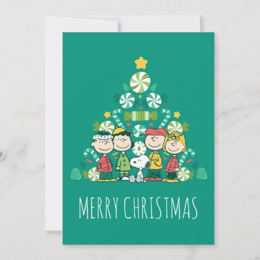 Erdnüsse | Weihnachtsbaum Peppermint Feiertagskarte (Vorderseite)