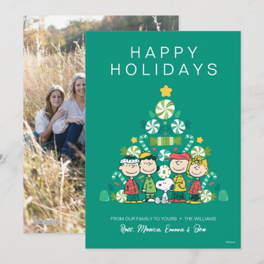 Erdnüsse | Weihnachtsbaum Peppermint Feiertagskarte (Vorne/Hinten)