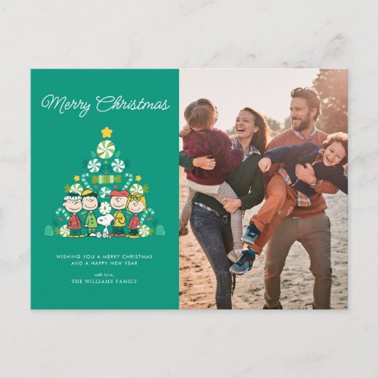 Erdnüsse | Weihnachtsbaum Peppermint Feiertagspostkarte (Vorderseite)