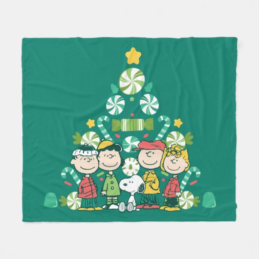 Erdnüsse | Weihnachtsbaum Peppermint Fleecedecke (Vorderseite (Horizontal))