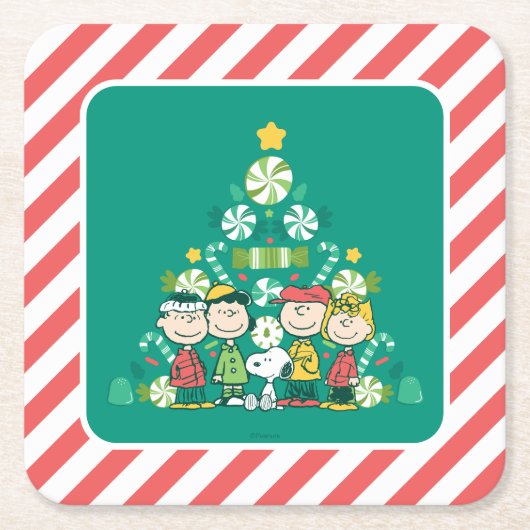 Erdnüsse | Weihnachtsbaum Peppermint Rechteckiger Pappuntersetzer (Vorderseite)