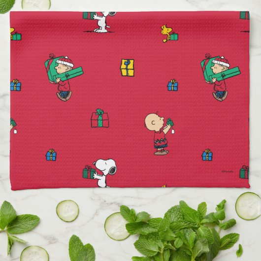 Erdnüsse | Weihnachtsgeschenk Rot Geschirrtuch (Gefaltet)