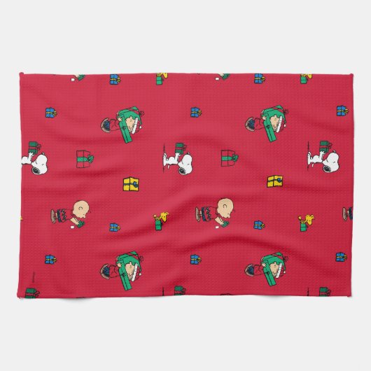 Erdnüsse | Weihnachtsgeschenk Rot Geschirrtuch (Horizontal)