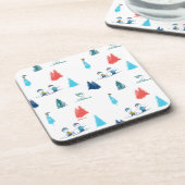 Erdnüsse | Winterskifahren der Pisten Muster Getränkeuntersetzer (Linke Seite)