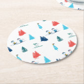 Erdnüsse | Winterskifahren der Pisten Muster Runder Pappuntersetzer (Angewinkelt)