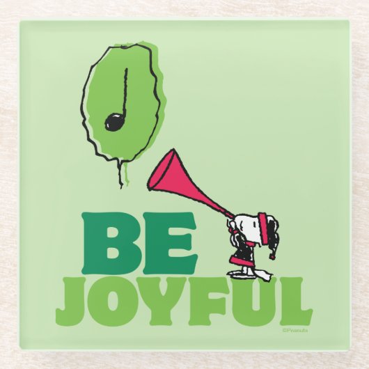 Erdnüsse | Woodstock Seien Sie froh Glasuntersetzer (Vorderseite)