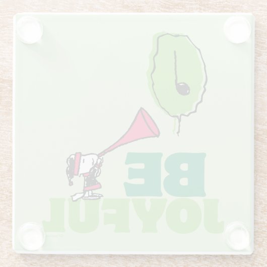 Erdnüsse | Woodstock Seien Sie froh Glasuntersetzer (Rückseite)