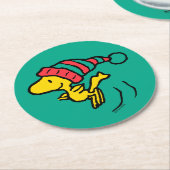 Erdnüsse | Woodstock Winter Beanie Cap Runder Pappuntersetzer (Angewinkelt)