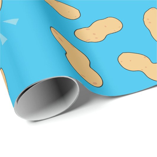 Erdnussmuster auf blauem Cartoon Geschenkpapier (Rolleneckpunkt)