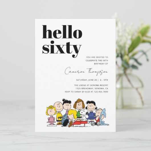 Erdnusszeichen - 60. Geburtstag Einladung (Stehend Vorderseite)